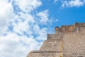 Fragment of the Adivino the Pyramid of the Magician or the Pyramid of the Dwarf. Uxmal an ancient Maya city of the classical per