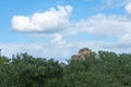 Fragment of the Adivino the Pyramid of the Magician or the Pyramid of the Dwarf. Uxmal an ancient Maya city of the classical per Royalty Free Stock Photo