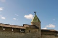 Pskov, Russia, September 6, 2024. The fortress wall and view of the Dovmont Tower. Royalty Free Stock Photo