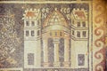 Fragment of the ancient Roman floor mosaic at the ruins of the Saint Stevens Church at an archeological site in Umm ar-Rasas.