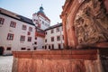 Fragment of an ancient sculpture from the Marienberg fortress in Wuerzburg, Germany Royalty Free Stock Photo