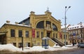 A fragment of the architectural design of the Art Nouveau facade of the old grocery market