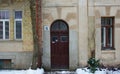 A fragment of the architectural design of the facade in the style of the Northern Art Nouveau