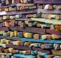 Fragment of artistic wall made with multiple stones Royalty Free Stock Photo