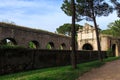 Fragment of Aurelian wall around Ancient Rome on Aurelia Antica street