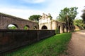 Fragment of Aurelian wall around Ancient Rome on Aurelia Antica street