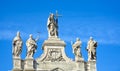 Fragment of the balustrade of the Cathedral of St. John the Baptist on the Lateran Hill in Rome Royalty Free Stock Photo