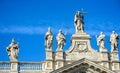 Fragment of the balustrade of the Cathedral of St. John the Baptist on the Lateran Hill in Rome Royalty Free Stock Photo