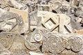 Fragment of a bas-relief in ancient city Ephesus. Royalty Free Stock Photo