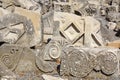 Fragment of a bas-relief in ancient city Ephesus. Royalty Free Stock Photo