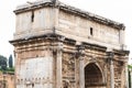 Fragment of bas-relief on iconic Arch of Titus on the Via Sacra in Roman Forum Royalty Free Stock Photo