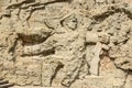 Fragment of bas-relief of Ruined walls. Memorial complex Mamayev Kurgan in Volgograd