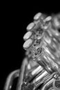 Fragment of a bass tuba valves Royalty Free Stock Photo