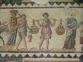 Fragment of a beautiful antique mosaic floor. Archaeological Park Zippori, Israel Royalty Free Stock Photo
