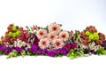 Fragment beautiful bouquet of flowers. Fresh summer flower bouquet studio shot isolated on white background