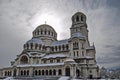 Fragment of the beautiful Eastern Orthodox Cathedral `St. Alexander Nevsky` in winter, built in 1882 year Royalty Free Stock Photo