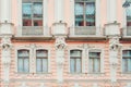 Fragment of a beautiful historical building of the city of St. Petersburg. Close-up.