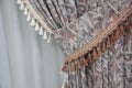 Fragment of the beautifully decorated curtains Royalty Free Stock Photo