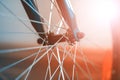 A fragment of a Bicycle wheel Royalty Free Stock Photo