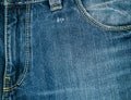 fragment of blue jeans, fly on the pants Royalty Free Stock Photo