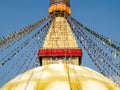Fragment of Bouddha Stupa with Buddha`s eyes, Kathmandu, Nepal Royalty Free Stock Photo