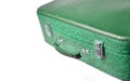 Fragment of a brown leather suitcase retro style isolated on a white background. Copy space. Royalty Free Stock Photo