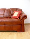 Fragment of brown sofa