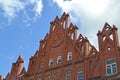 Fragment of the building of the former National bank (1910-1911) in the city Gusev, the Kaliningrad region Royalty Free Stock Photo