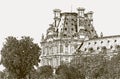 Fragment of the building of the Louvre Museum in Paris