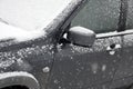 Fragment of the car under a layer of snow after a heavy snowfall Royalty Free Stock Photo