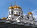 Fragment of the Cathedral of Christ the Saviour against the background of the sky. Moscow Royalty Free Stock Photo