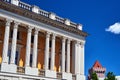 A fragment of a classical facade of the public library Royalty Free Stock Photo