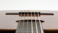 Fragment of classical guitar closeup. musical instrument Royalty Free Stock Photo
