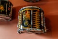 Fragment of the Collection of regimental drums of Inverary Castle, Scotland Royalty Free Stock Photo