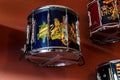 Fragment of the Collection of regimental drums of Inverary Castle, Scotland Royalty Free Stock Photo