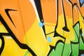 Fragment of colored street art graffiti paintings with contours and shading close up Royalty Free Stock Photo