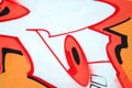 Fragment of colored street art graffiti paintings with contours and shading close up Royalty Free Stock Photo