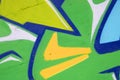 Fragment of colored street art graffiti paintings with contours and shading close up Royalty Free Stock Photo