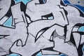 Fragment of colored street art graffiti paintings with contours and shading close up Royalty Free Stock Photo