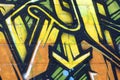 Fragment of colored street art graffiti paintings with contours and shading close up Royalty Free Stock Photo