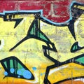 Fragment of colored street art graffiti paintings with contours and shading close up Royalty Free Stock Photo