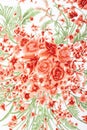 Fragment of colorful retro tapestry textile pattern with floral Royalty Free Stock Photo