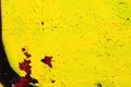 Fragment of the concrete wall, painted with yellow paint. Bright colorful background Royalty Free Stock Photo