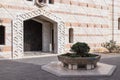 Fragment of the courtyard of the Basilica of the Annunciation in the old city of Nazareth in Israel