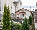 Fragment of the courtyard of Orthodox Church of the Holy Emperors Constantine and Helena on Alexandru Odobescu Street in the Braso