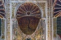 Fragment of decor with peacock on ceramic fountain, Turkey