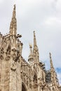 Fragment of the decorated side wall and the roof of the Cathedral of Milan - Duomo di Milano in Milan, Italy