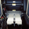 Fragment of digital offset machine with paper ready for printing