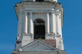 A fragment of a dilapidated bell tower in the classical style in Kineshma. Royalty Free Stock Photo