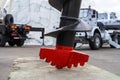 Fragment of a drilling rig on a steel auger. Close-up